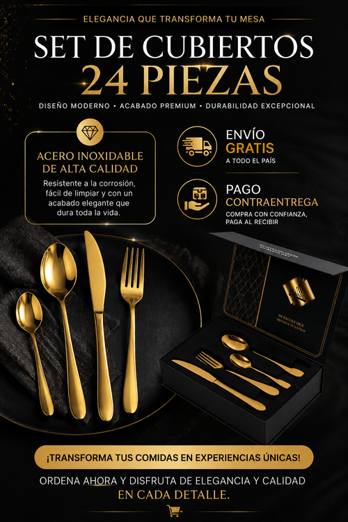 Set de cubiertos 24 piezas Elegancia que transforma tu mesa